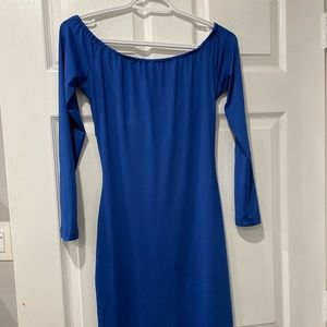 Blue off the shoulder midi dress